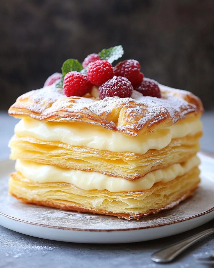 vanilla custard puff pastry cake